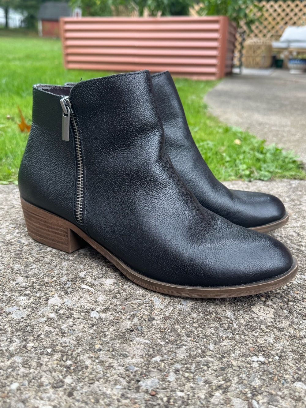Women's Black Leather Ankle Boots with Side Zip